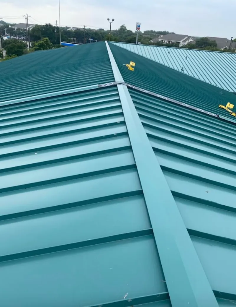 Green commercial metal roof ridge and valley for Metal Roof Repair in Enid